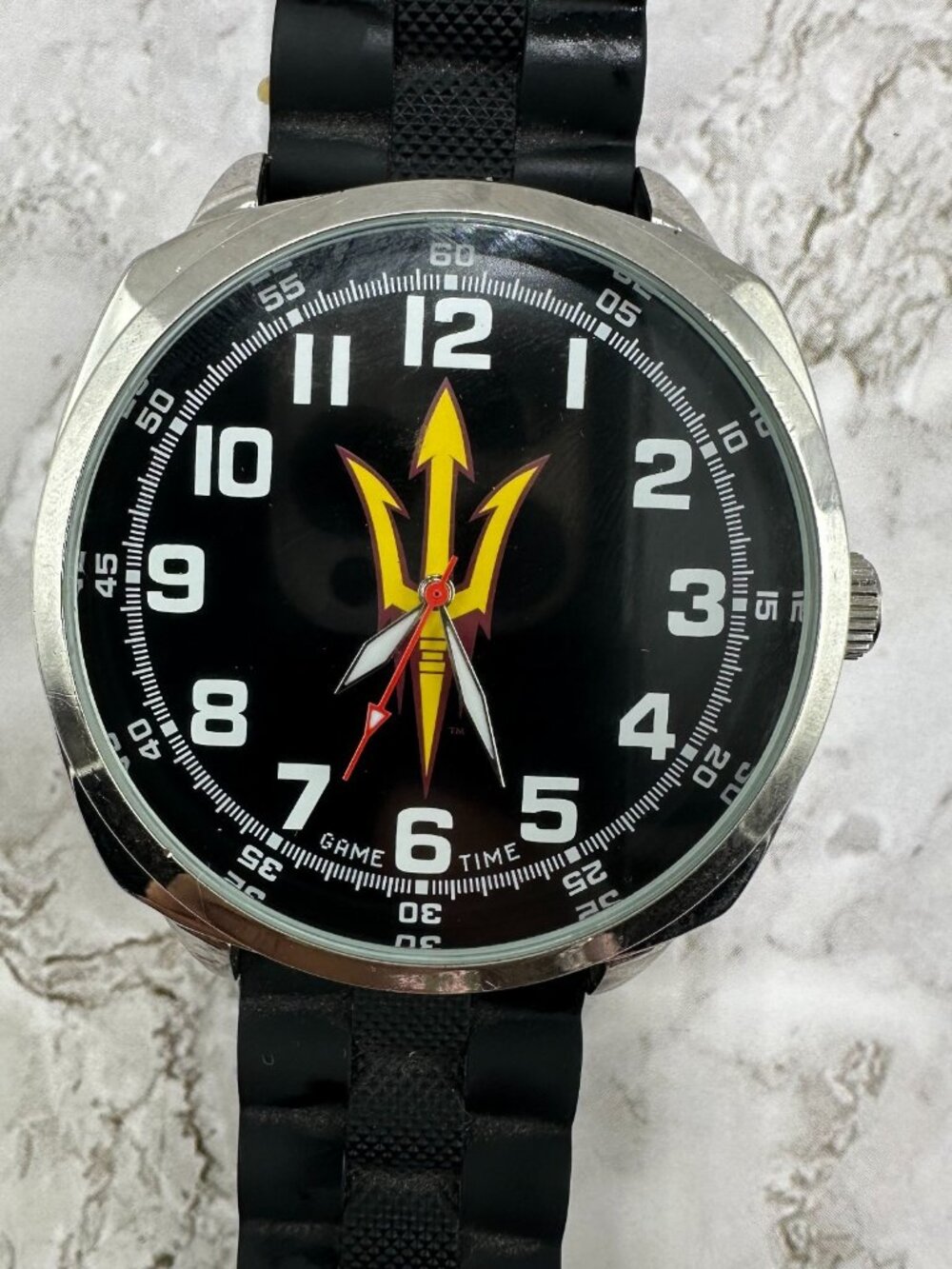 Game Time Arizona State Sun Devils Watch Men Silver Tone 50MM Round Dial Works